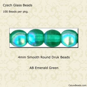 Druk Beads:4mm Emerald, AB [100]