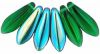 Czech Glass 5x16mm Dagger Beads:AB Emerald [50]