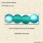 Druk Beads:4mm Emerald, AB/Matte [100]