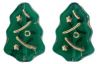 Czech Glass 17x7mm Christmas Tree Beads:Gold Inlay Emerald [10]