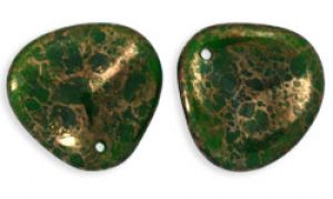 Czech Glass 14x13mm Rose Petal Beads:Opal Moon Dust Emerald [25]
