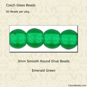 Druk Beads:3mm Emerald [100]