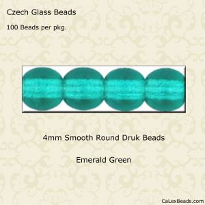Druk Beads:4mm Emerald Green [100]