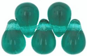 Czech Glass 6x4mm Teardrop Beads:Emerald [100]