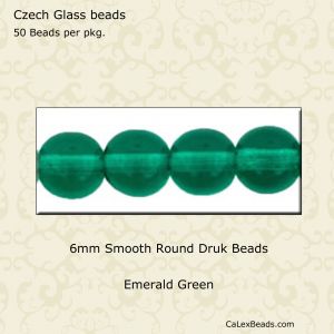 Druk Beads:6mm Emerald [50]