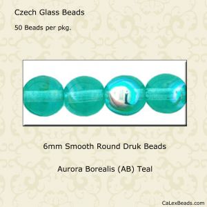 Druk Beads:6mm Teal, AB [50]