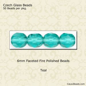 Fire Polished Beads:6mm Teal [50]