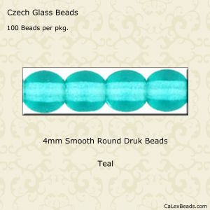 Druk Beads:4mm Teal [100]