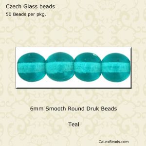 Druk Beads:6mm Teal [50]