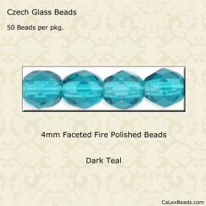 Fire Polished Beads:4mm Dark Teal [50]
