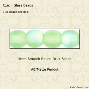 Druk Beads:4mm Peridot, AB/Matte [100]