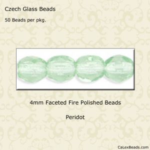 Fire Polished Beads:4mm Peridot [50]