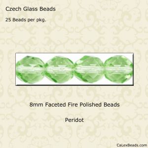 Fire Polished Beads:8mm Peridot [25]