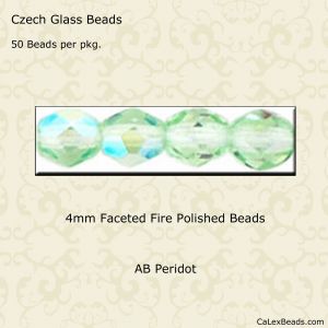 Fire Polished Beads:4mm Peridot, AB [50]