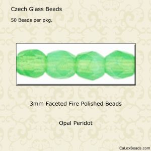 Fire Polished Beads:3mm Peridot, Opal [50]