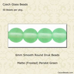 Druk Beads:6mm Peridot, Matte [50]