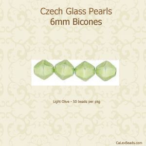 Pearl Beads 6mm Bicone:Light Olive [100]