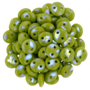 Lentil Beads 6mm 2-Hole:Olivine, Peacock [50]