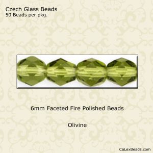 Fire Polished Beads:6mm Olivine [50]