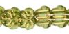 Czech Glass 13mm 2-Hole Maple Leaf Beads:Gold Inlay Olivine [25]