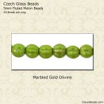 Melon Beads 5mm:Olivine, Gold Marbled [50]