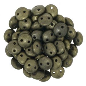 Lentil 2-Hole 6mm Beads, Dark Green Metallic Suede [50]