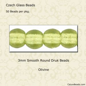 Druk Beads:3mm Olivine [100]