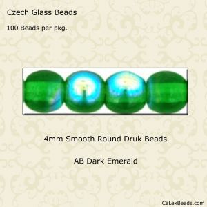Druk Beads:4mm Dark Emerald, AB [100]