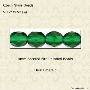 Fire Polished Beads:4mm Dark Emerald [50]
