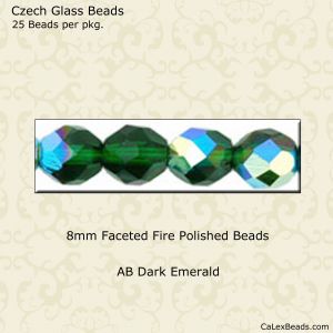 Fire Polished Beads:8mm Emerald, AB [25]