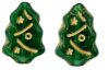 Czech Glass 17x7mm Christmas Tree Beads:Gold Inlay Dark Emerald [10]
