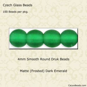 Druk Beads:4mm Dark Emerald, Matte [100]
