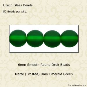 Druk Beads:6mm Dark Emerald, Matte [50]