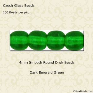 Druk Beads:4mm Dark Emerald [100]