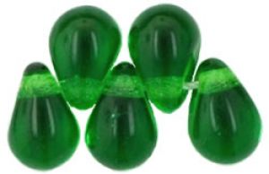 Czech Glass 6x4mm Teardrop Beads:Dark Emerald [100]