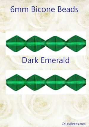 Bicone Beads, 6mm:Dark Emerald [50]