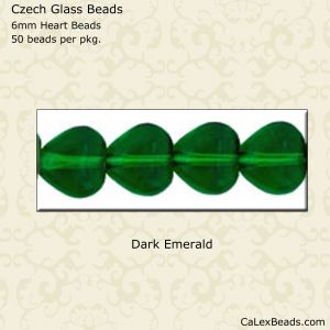 Heart Beads 6mm:Dark Emerald, Transparent [50]