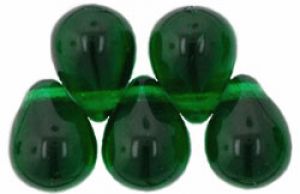 Teardrop Bead:8x6mm Dark Emerald, Transparent [50]
