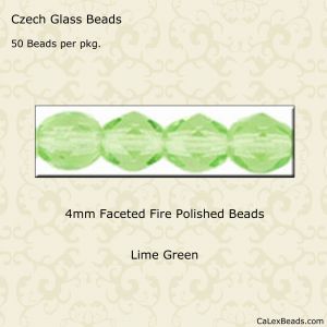 Fire Polished Beads:4mm Lime Green [50]