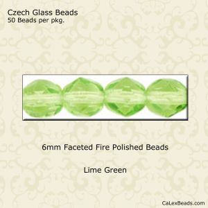 Fire Polished Beads:6mm Lime [50]