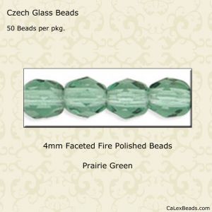 Fire Polished Beads:4mm Prairie Green [50]