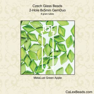 GemDuo Beads 8x5mm 2-Hole:Green Apple Metalust [8g]