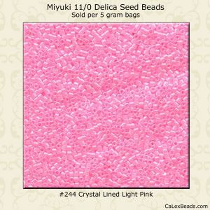 Delica 11/0:0244 Light Pink, Crystal Lined [5g]