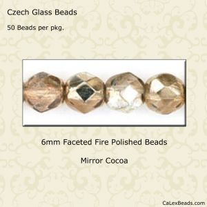 Fire Polished Beads:6mm Cocoa, Mirror [50]