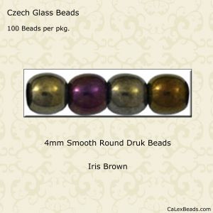 Druk Beads:4mm Brown, Iris [100]