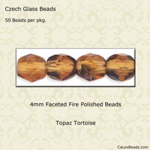 Fire Polished Beads:4mm Topaz, Tortoise [50]