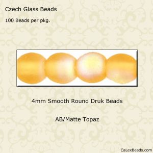Druk Beads:4mm Topaz, AB/Matte [100]