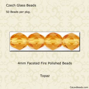 Fire Polished Beads:4mm Topaz [50]