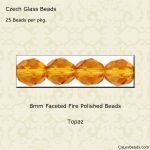 Fire Polished Beads:8mm Dark Topaz [25]