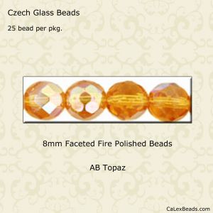 Fire Polished Beads:8mm Topaz, AB [25]